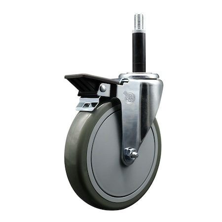 Service Caster 6'' Gray Poly Swivel 3/4'' Expanding Stem Caster with Brake SCC-EX20S614-PPUB-PLB-34